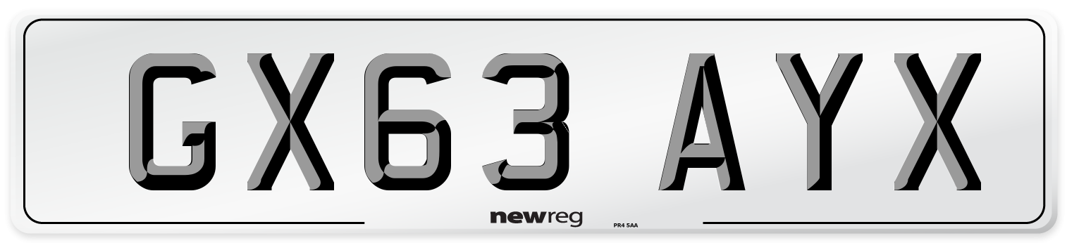 GX63 AYX Number Plate from New Reg